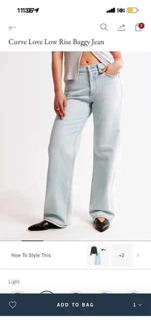 Abercrombie & Fitch Curve Love Low Rise Baggy Jeans Light thumbnail 2