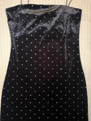 H&M Conscious Black Velvet Rhinestone Mini Dress XS thumbnail 6