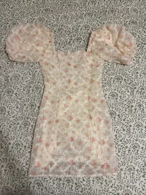 Amable Floral Cream Puff Sleeve Mini Dress thumbnail 3