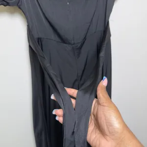 Women‎ Milkmaid Maxi Whimsigoth Dress Large Black Satin Puff Sleeve Ruched Bust thumbnail 8