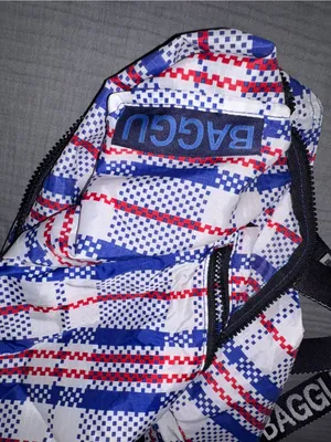 BAGGU Red, Blue & White Plaid Shoulder Tote thumbnail 8