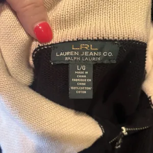 Lauren Ralph Lauren LRL Women's Sweater Large‎ Black Half Zip Cotton Pullover thumbnail 4