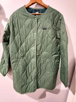 Vans Womens Long Reversible Quilted Jacket Size M Duck‎ Green NWOT N thumbnail 1