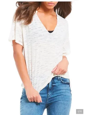 Free People We The Free Maddie Burnout V‑Neck Tee – XS (Oversized) thumbnail 2