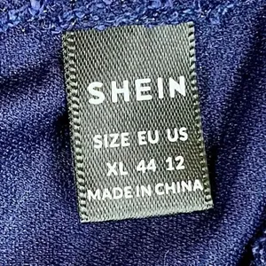 Shein Navy Blue Shimmery Long Puff Sleeve Evening Gown XL thumbnail 9