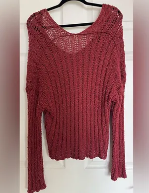 Altar’d State Red Knit Sweater thumbnail 3