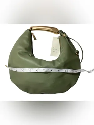 A New Day Green Hobo Shoulder Bag Gold Handle Slouchy Faux Leather Minimalist thumbnail 7