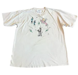 Andrea Bragg Designs Cream Southwestern Petroglyph Tee Shirt Fit X-Large Women's thumbnail 1