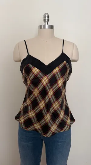 Vintage Silk Plaid Cami Multiple Size L thumbnail 1