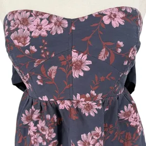 Free People Matilda Tie Back‎ Strapless Babydoll Floral Mini Dress Size Small thumbnail 5