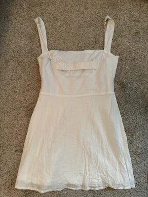 Billy J Boutique White Linen Dress Size 10 thumbnail 3