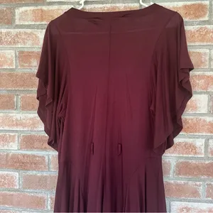 Free People Beach Asymmetrical Midi Dress Flutter Sleeves Women’s Small Maroon thumbnail 8