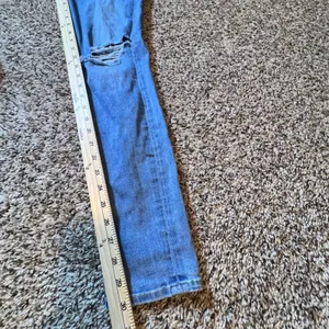7 For All Mankind High Waist Skinny Distressed Jeans Light Wash‎ Blue Size 28 thumbnail 6
