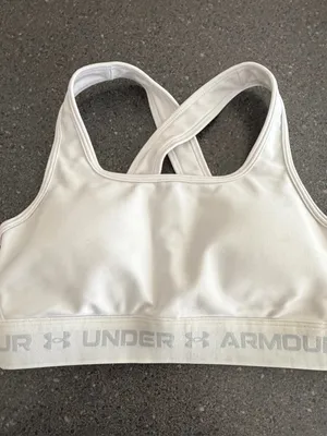 Under Armour White Crossback Sports Bra with Logo Band size S thumbnail 6