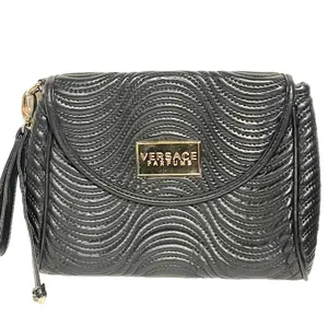 Versace Parfums Faux Leather Gold Tone‎ Black Strap Wristlet Clutch Purse thumbnail 2