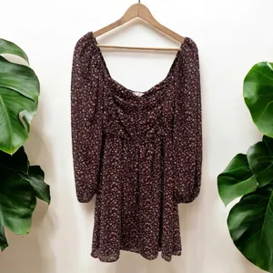 LUSH Boho Smocked Sweetheart Milkmaid Dress in Brown Berry Floral thumbnail 6