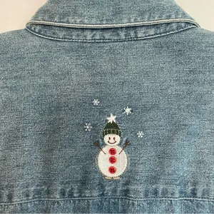 Christopher & Banks Denim Shirt Women’s M Snow Days Snowman Snowflake Embroidery thumbnail 11