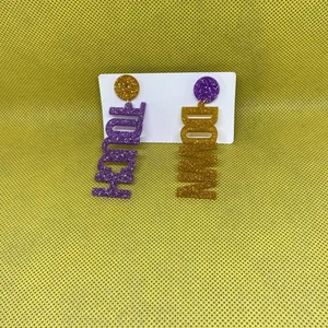 Fall GAME Football Season TOUCH DOWN Letter Dangle Earrings thumbnail 2
