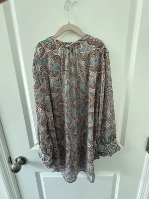 Democracy Paisley Print Split Neck Long Sleeve Tunic Blouse thumbnail 6