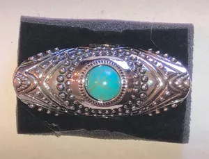 Turquoise Stone Silver Tone Boho Statement Ring Blue thumbnail 1