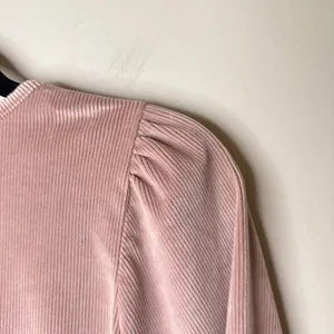 Madwell‎ Ribbed Velvet Surplice Peplum XS Top Mauve Dusty Rose Long Sleeves Soft thumbnail 5