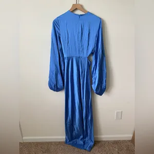 NWT Significant Other Lara Blue Satin Long Sleeve Maxi Dress Size 4 thumbnail 5