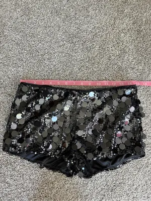 NIA Black Sequin Disco Party Festival High Rise Shorts Medium thumbnail 4