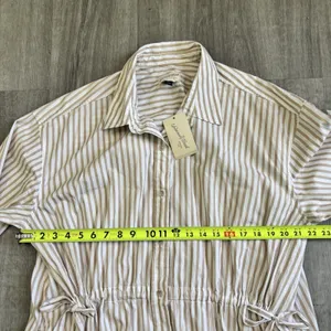 Universal Threads Striped Maxi Dress Women's Size XL NEW Tan White Cotton Pockets thumbnail 8