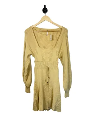 Free People Emmaline Mini Sweater Dress Womens Small NWT Cutout Puff Sleeve thumbnail 2