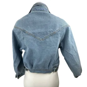 Brandy Melville Women's Collared Long Sleeve Crop Trucker Denim Coat Jacket Sz M thumbnail 4