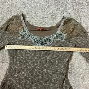Scully Beige Lace Crochet Knit Asymmetrical Hem Forrest‎ Fairy Grunge Tunic Top thumbnail 4