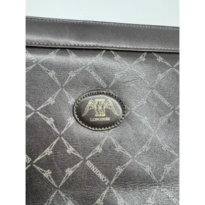 Longines Brown Leather Clutch Bag Vintage Logo Old Money thumbnail 3