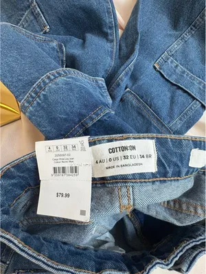 Cotton On Cargo Wide Leg Jeans Size 4 Blue Denim thumbnail 4