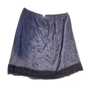 Vintage Black Nylon Half Slip Lace Trim Plus Size 2X Midi Skirt Lingerie 26in thumbnail 1