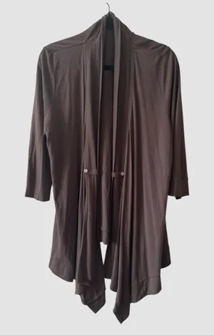 Liz Claiborne Womens Brown 3/4 Sleeve Asymmetrical Open Front Cardigan X-Large thumbnail 1