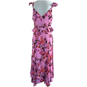 NWOT Chelsea 28 Annie Floral Print Ruffle Midi Dress Purple Size Medium thumbnail 2