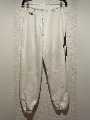 Aviator Nation Lightning Bolt Jogger Sweatpants vintage white Size L thumbnail 5