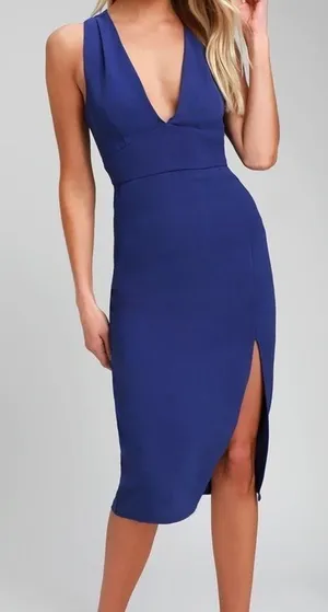 NWT Lulus Idina Backless‎ Bodycon Midi Dress In Royal Blue Size Extra Small thumbnail 1