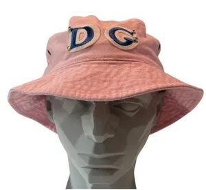 Pink Bucket Hat S/M‎ DG Letter Patch Silver Grommet Style by Ethos Y2K Aesthetic thumbnail 1