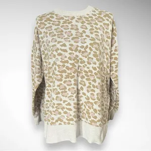 AERIE Women's Oversized Leopard Print Crewneck Sweatshirt Medium |‎ EUC thumbnail 3