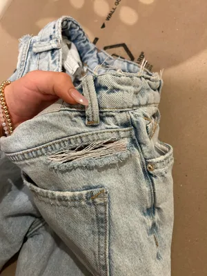 Zara light wash straight leg distressed jeans thumbnail 6