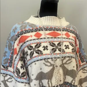 Cozy Reindeer Pattern Sweater super oversized fit unisex design thumbnail 2