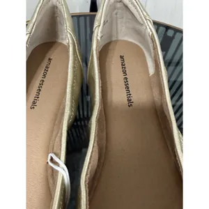 Amazon Essentials Women Belice Ballet Flat Gold Metallic Shoes Size 8W NWOB thumbnail 6