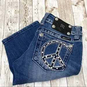 Miss Me JP5091BM Bermuda Peace Out Studded Low Rise Denim Jean Shorts 25 thumbnail 1