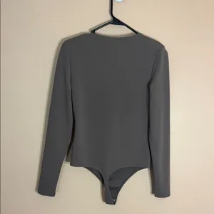 Express Taupe Gray Long Sleeve Crewneck Bodysuit thumbnail 5