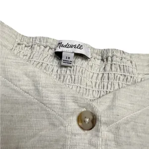 🤍 Madewell Cream Corduroy‎ Sweetheart Smocked Top Size 10 Puff Sleeve 🤍 thumbnail 4