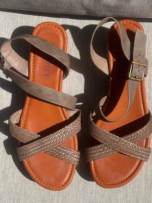 Shimmer by EDL Felicia Comfort Fit Sling Back Taupe Strappy Wedge Sandals Size 9 thumbnail 3