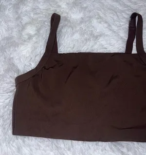 Aerie Chocolate Brown Ribbed Sports Bra Top size Medium thumbnail 1