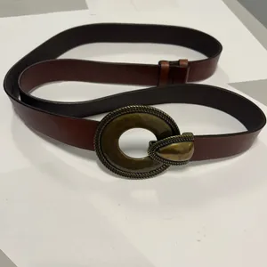 Coldwater Creek Brown Leather Western Belt Brass Hook Buckle Plus Size‎ 1X 2X thumbnail 5