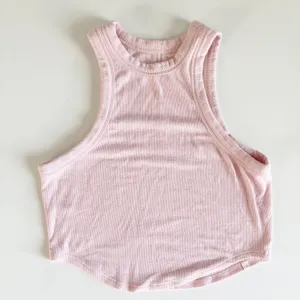 Lululemon Womens Flush Pink Hold Tight Ribbed Athleisure Lounge Cropped Tank Top thumbnail 3